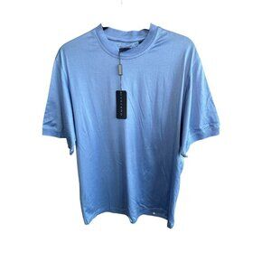 Toscano Men's Blue 100% Cotton Knit Crew Neck Pullover Shirt Size Medium NWT